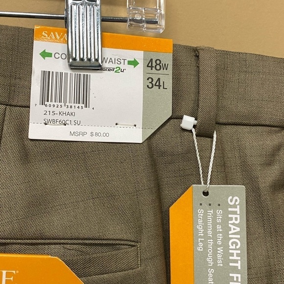 Savane Select Edition Khaki Pleated Dress Pants Size 48x34 NWT - Picture 4 of 5